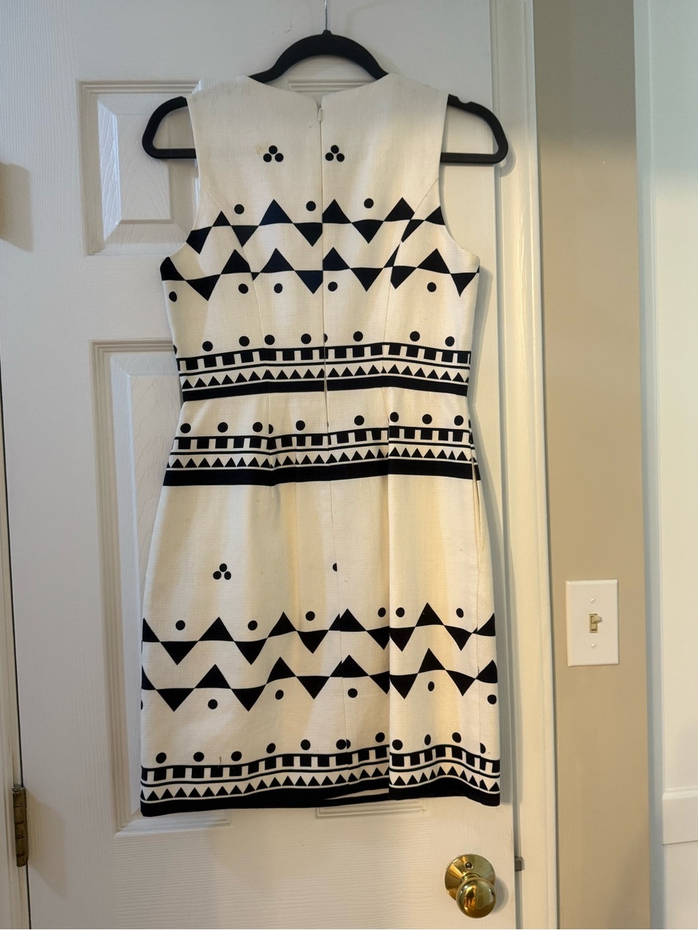 J. Crew Factory Black and Cream Geometric Mini Dress